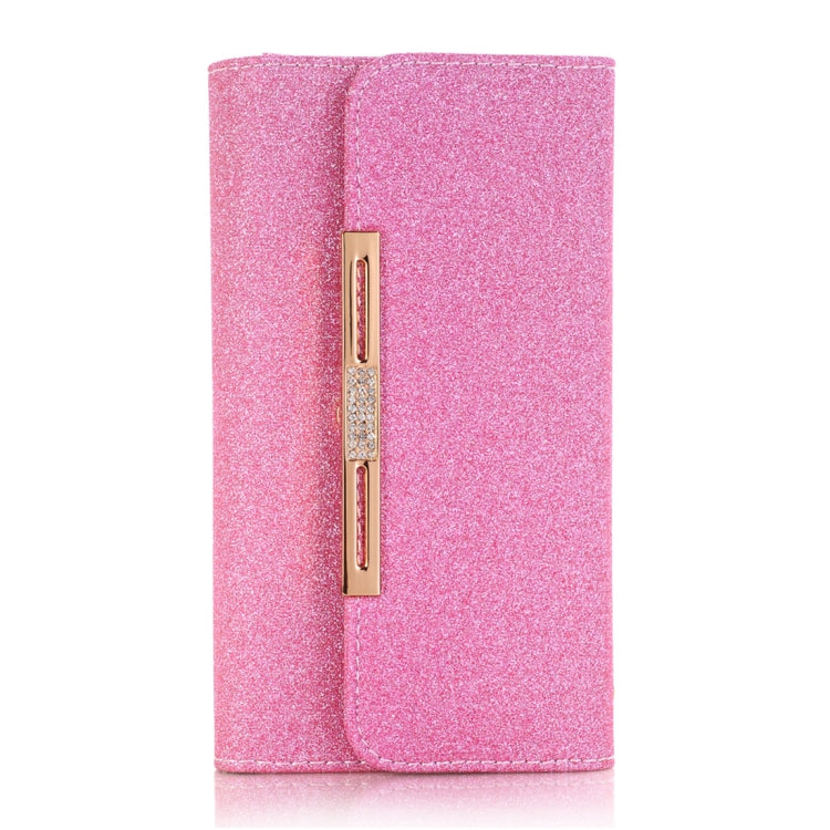 For iPhone X / XS Glitter Powder Frosted Shoulder Bag Horizontal Flip Leather Case Cover with Card Slots