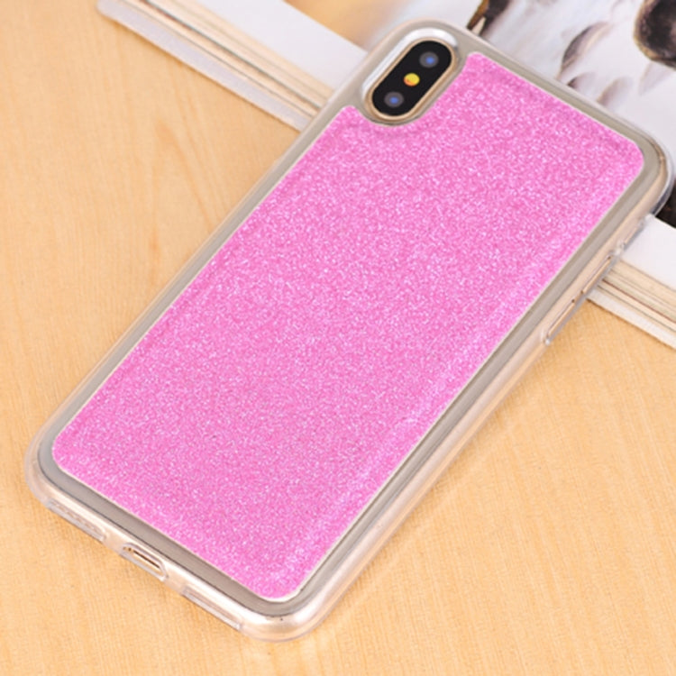 For iPhone X / XS Glitter Powder Frosted Shoulder Bag Horizontal Flip Leather Case Cover with Card Slots