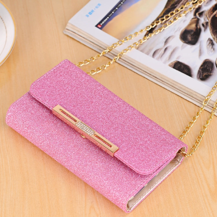 For iPhone X / XS Glitter Powder Frosted Shoulder Bag Horizontal Flip Leather Case Cover with Card Slots