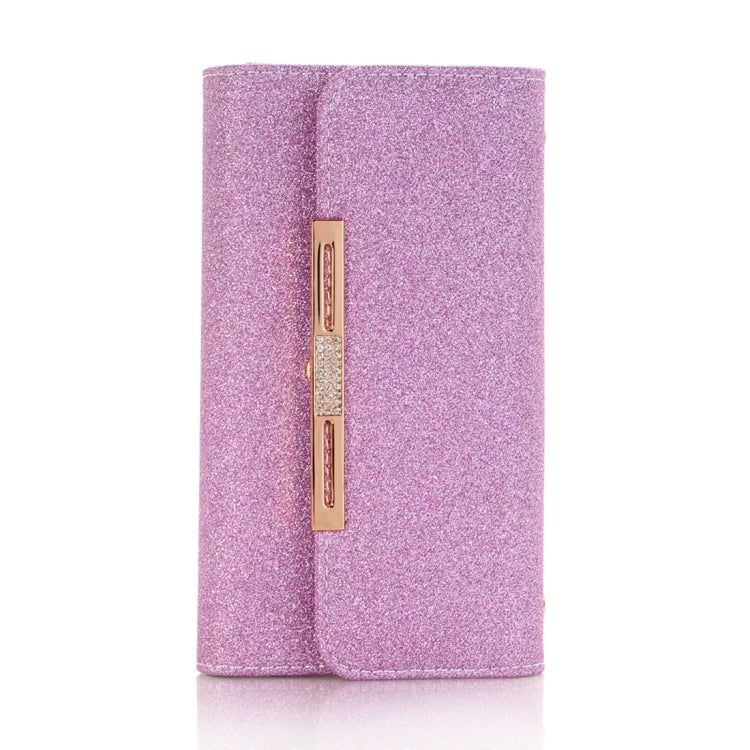 For iPhone X / XS Glitter Powder Frosted Shoulder Bag Horizontal Flip Leather Case Cover with Card Slots
