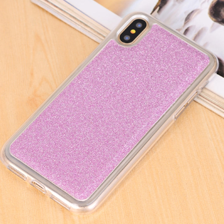 For iPhone X / XS Glitter Powder Frosted Shoulder Bag Horizontal Flip Leather Case Cover with Card Slots