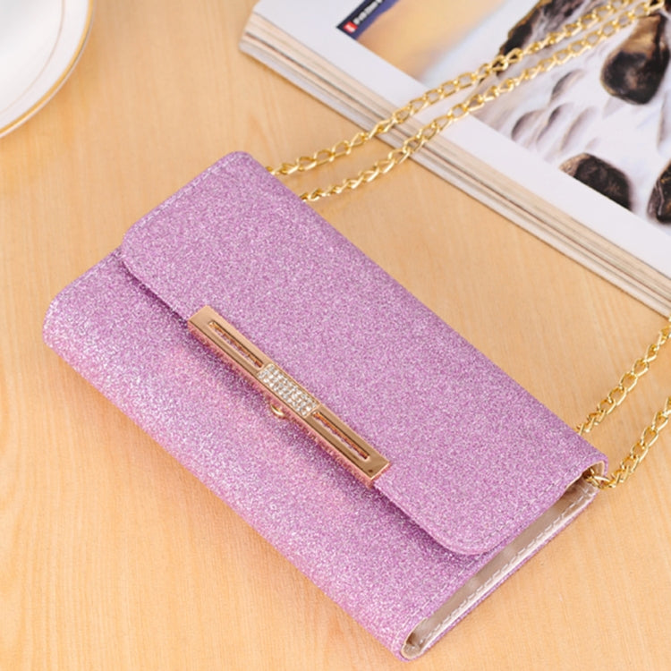 For iPhone X / XS Glitter Powder Frosted Shoulder Bag Horizontal Flip Leather Case Cover with Card Slots