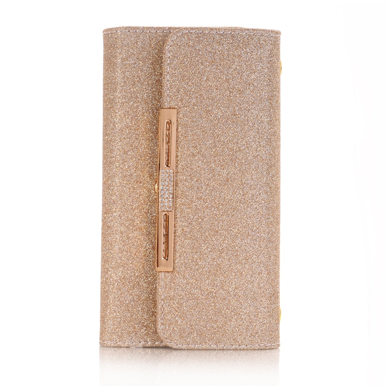 For iPhone X / XS Glitter Powder Frosted Shoulder Bag Horizontal Flip Leather Case Cover with Card Slots