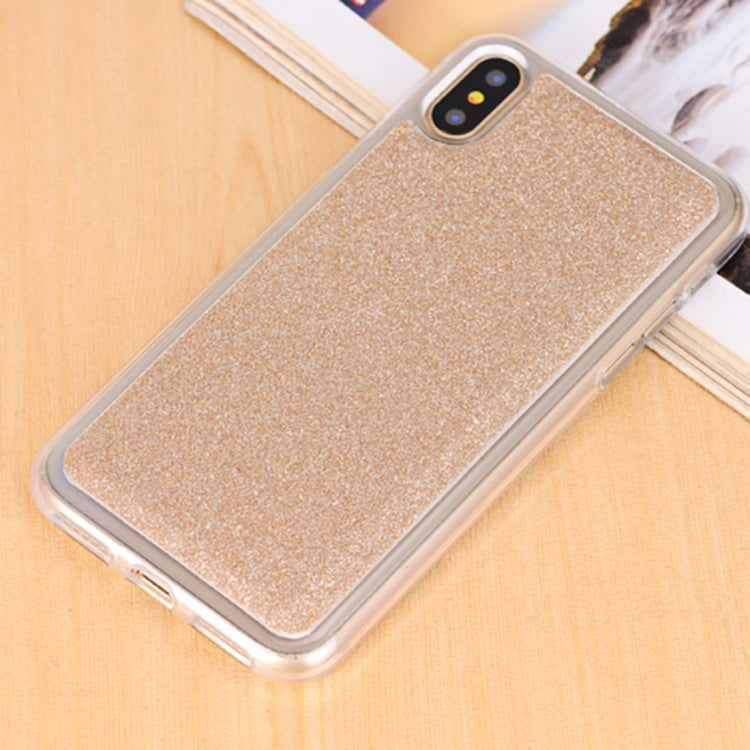 For iPhone X / XS Glitter Powder Frosted Shoulder Bag Horizontal Flip Leather Case Cover with Card Slots