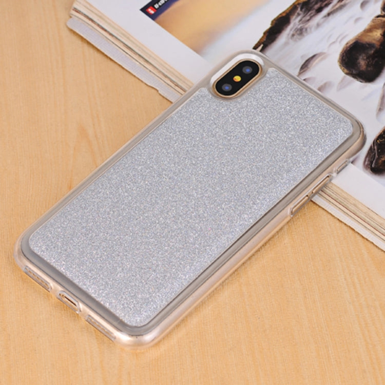 For iPhone X / XS Glitter Powder Frosted Shoulder Bag Horizontal Flip Leather Case Cover with Card Slots