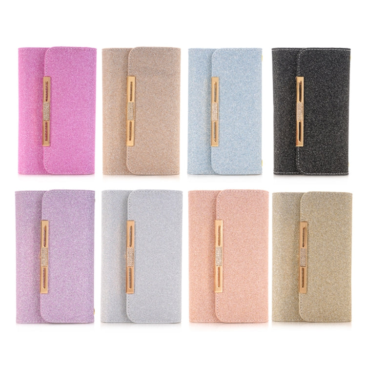 For iPhone X / XS Glitter Powder Frosted Shoulder Bag Horizontal Flip Leather Case Cover with Card Slots