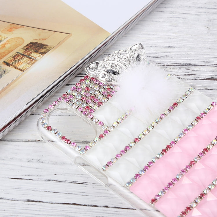 For iPhone X / XS Fox Head Pattern Diamond Protective Hard Back Cover Case