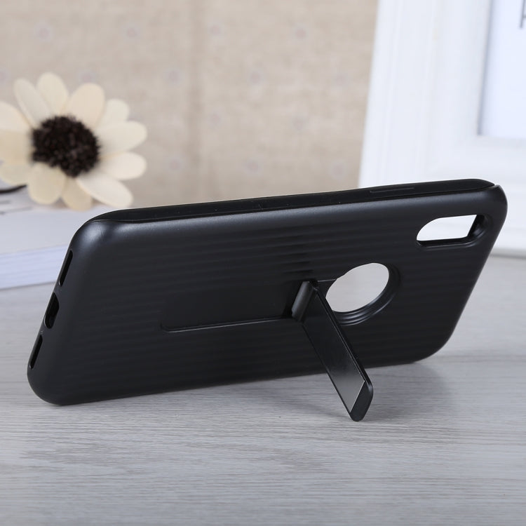For iPhone X / XS PC + Silicone Vertical Texture Case with Holder