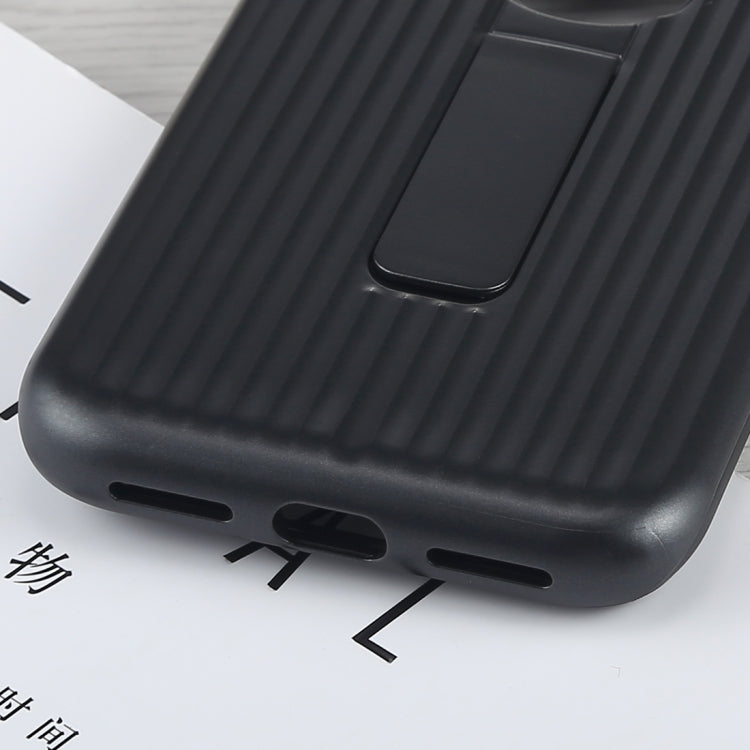 For iPhone X / XS PC + Silicone Vertical Texture Case with Holder