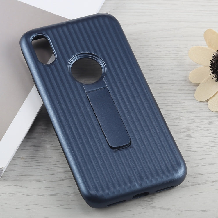 For iPhone X / XS PC + Silicone Vertical Texture Case with Holder