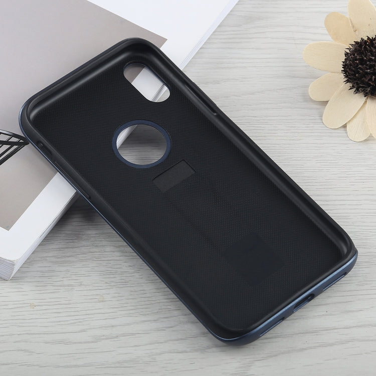 For iPhone X / XS PC + Silicone Vertical Texture Case with Holder