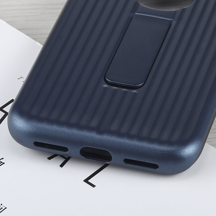 For iPhone X / XS PC + Silicone Vertical Texture Case with Holder
