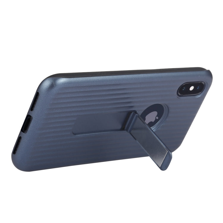 For iPhone X / XS PC + Silicone Vertical Texture Case with Holder
