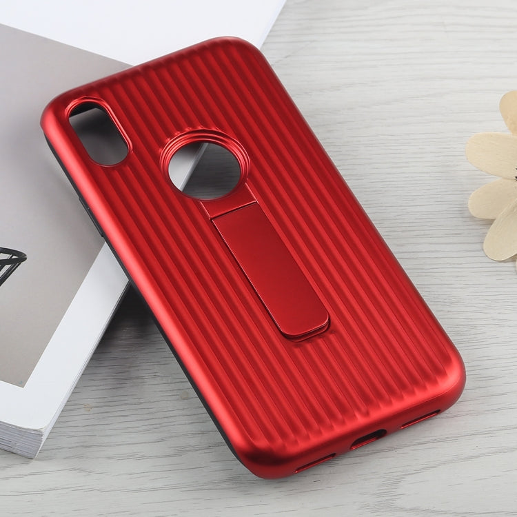 For iPhone X / XS PC + Silicone Vertical Texture Case with Holder