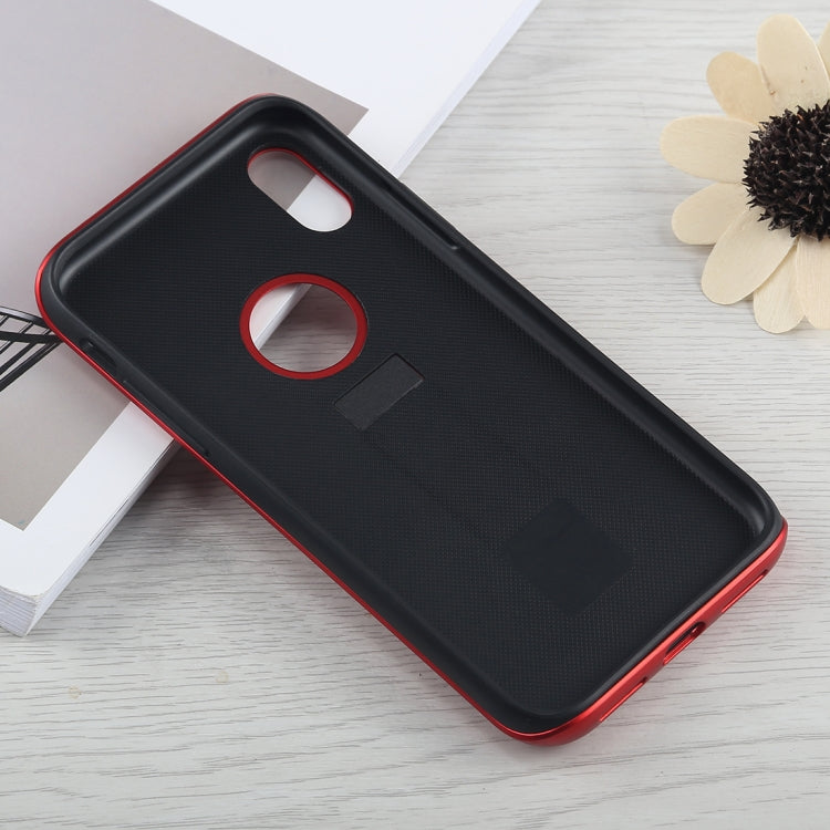 For iPhone X / XS PC + Silicone Vertical Texture Case with Holder