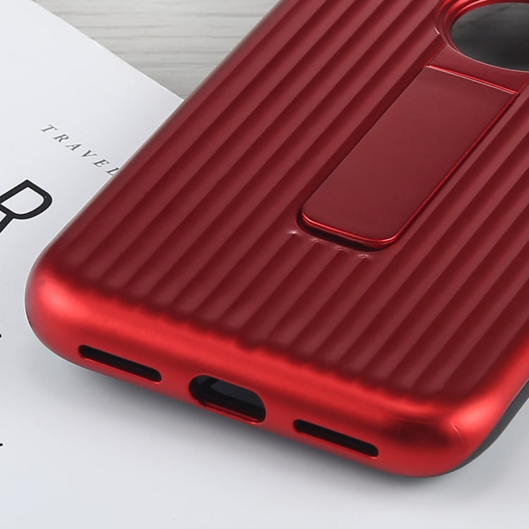 For iPhone X / XS PC + Silicone Vertical Texture Case with Holder