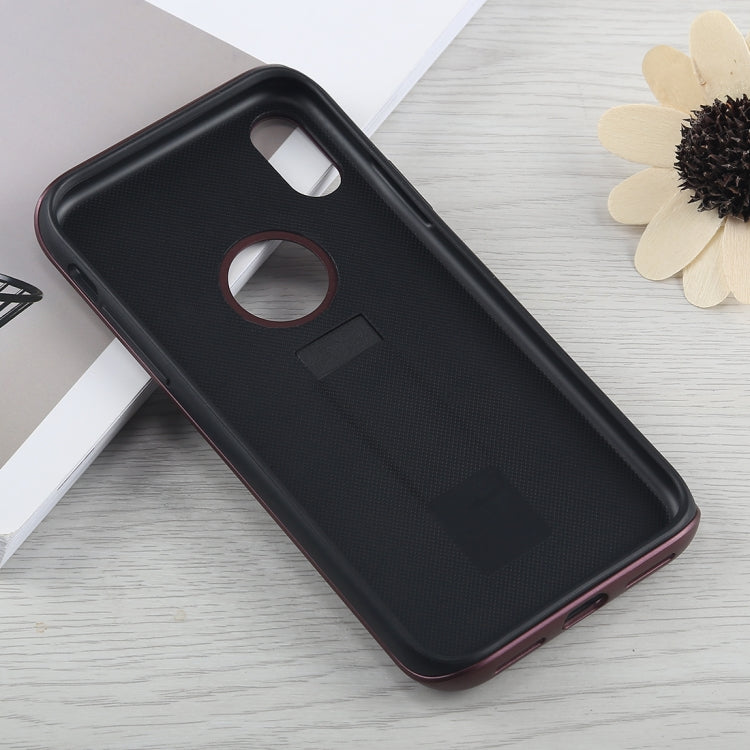 For iPhone X / XS PC + Silicone Vertical Texture Case with Holder