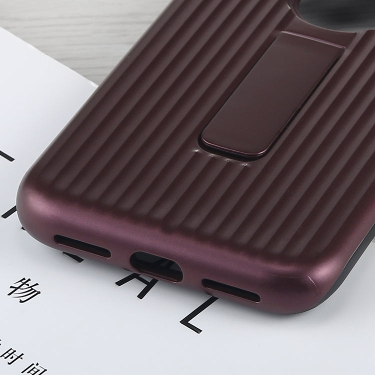 For iPhone X / XS PC + Silicone Vertical Texture Case with Holder