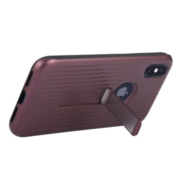For iPhone X / XS PC + Silicone Vertical Texture Case with Holder