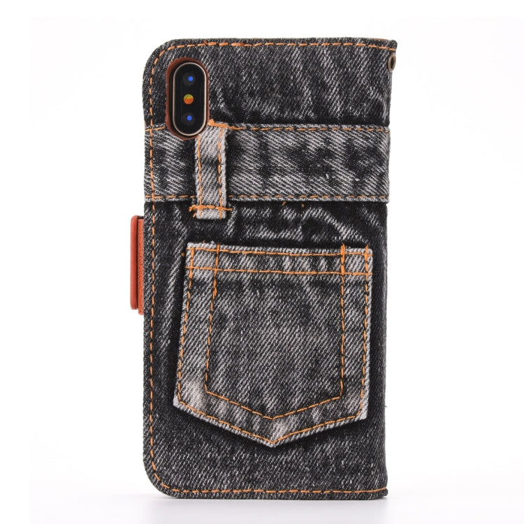 For iPhone X / XS Denim Texture TPU + PU Horizontal Flip Leather Case with Holder & Card Slots & Wallet