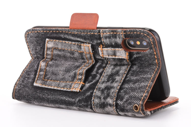 For iPhone X / XS Denim Texture TPU + PU Horizontal Flip Leather Case with Holder & Card Slots & Wallet