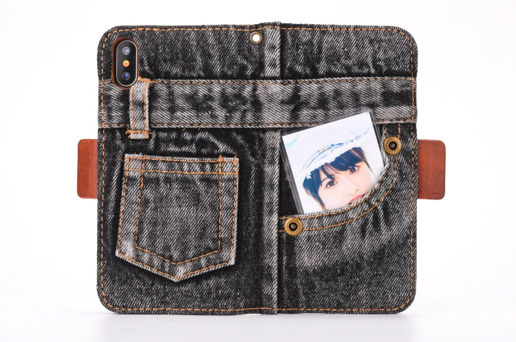 For iPhone X / XS Denim Texture TPU + PU Horizontal Flip Leather Case with Holder & Card Slots & Wallet