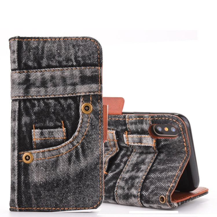 For iPhone X / XS Denim Texture TPU + PU Horizontal Flip Leather Case with Holder & Card Slots & Wallet