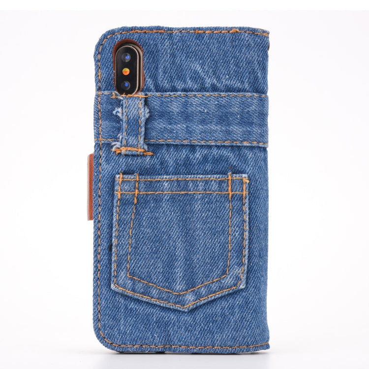 For iPhone X / XS Denim Texture TPU + PU Horizontal Flip Leather Case with Holder & Card Slots & Wallet