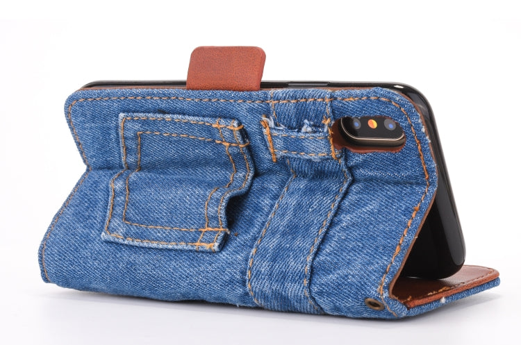 For iPhone X / XS Denim Texture TPU + PU Horizontal Flip Leather Case with Holder & Card Slots & Wallet