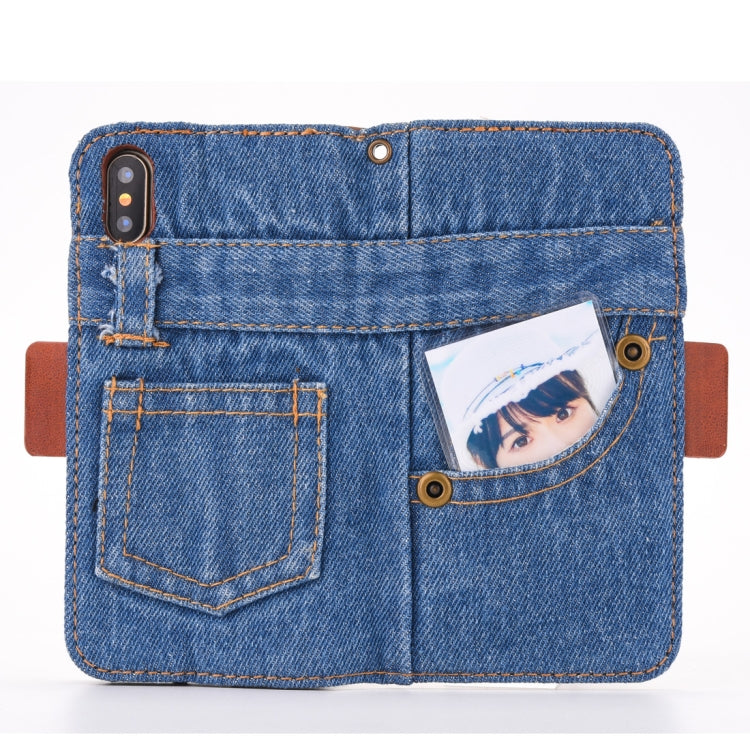 For iPhone X / XS Denim Texture TPU + PU Horizontal Flip Leather Case with Holder & Card Slots & Wallet
