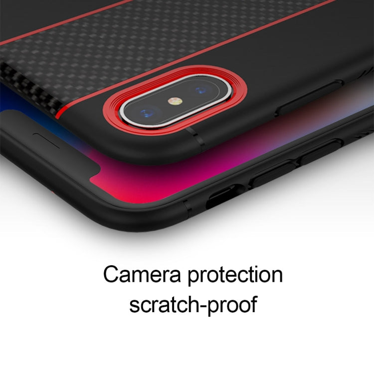 For iPhone X / XS TOTUDESIGN Colourful Series TPU+PC+Carbon Fibre Protective Case