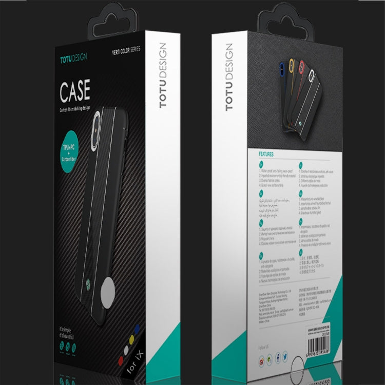 For iPhone X / XS TOTUDESIGN Colourful Series TPU+PC+Carbon Fibre Protective Case