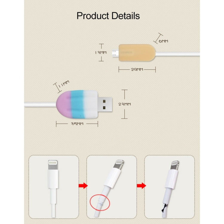 10 PCS Data Sync Charge Cable Snow Cake Protective Cover for iPhone X / 6 / 7 / 8, Random Color Delivery