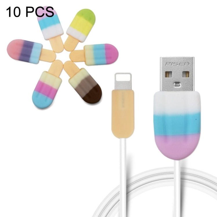 10 PCS Data Sync Charge Cable Snow Cake Protective Cover for iPhone X / 6 / 7 / 8, Random Color Delivery