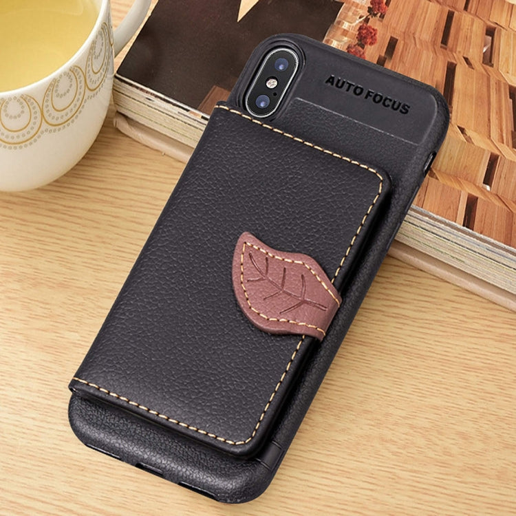 For iPhone X / XS Leaf Style Magnetic Leather Case  with Holder & Card Slots & Wallet & Photo Frame