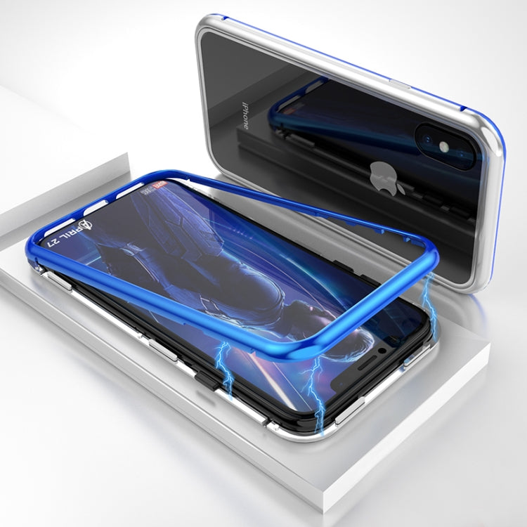 For iPhone X / XS Ultra Slim Magnetic Adsorption Metal Frame Tempered Glass Magnet Flip Case