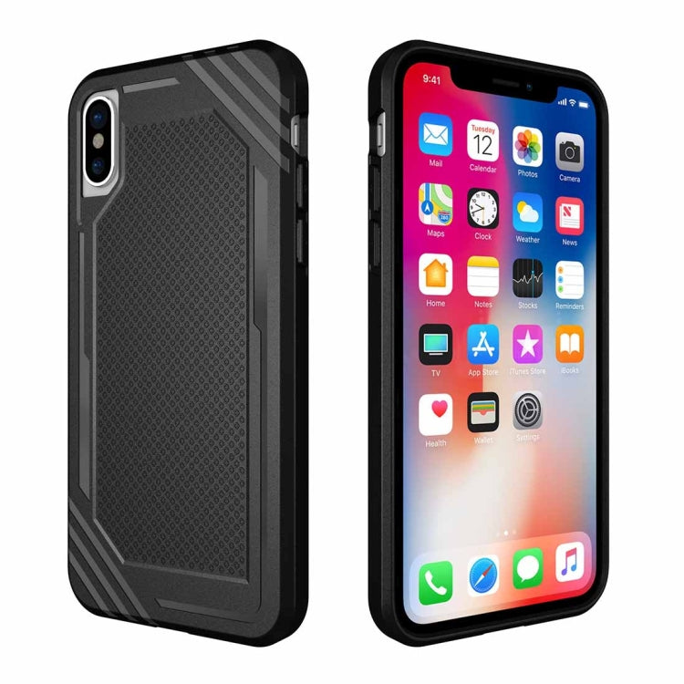 For iPhone X / XS Lattice Texture TPU Shockproof Protective Back Cover Case