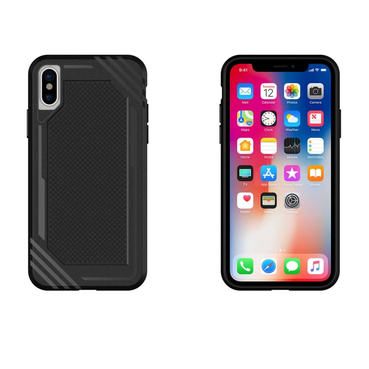 For iPhone X / XS Lattice Texture TPU Shockproof Protective Back Cover Case