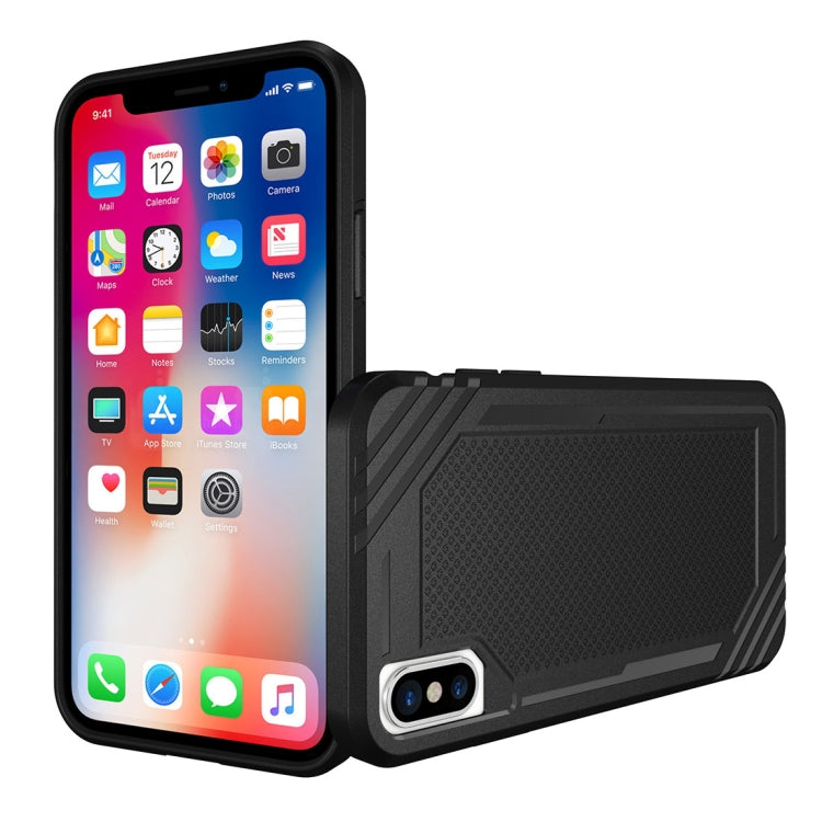 For iPhone X / XS Lattice Texture TPU Shockproof Protective Back Cover Case