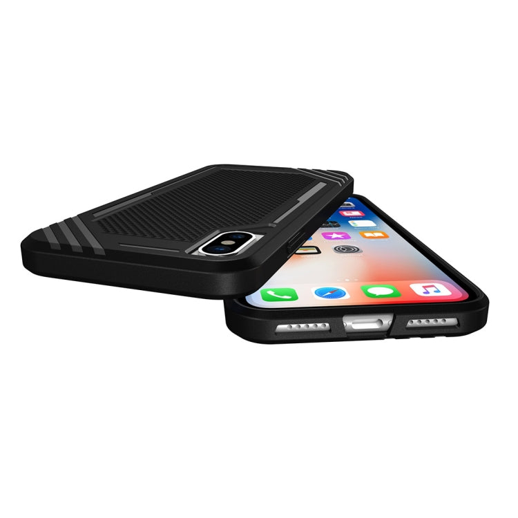 For iPhone X / XS Lattice Texture TPU Shockproof Protective Back Cover Case