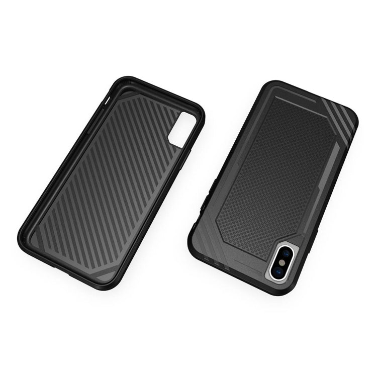 For iPhone X / XS Lattice Texture TPU Shockproof Protective Back Cover Case