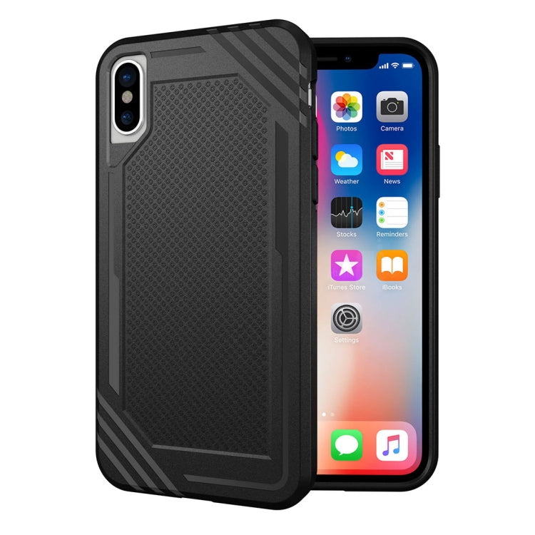 For iPhone X / XS Lattice Texture TPU Shockproof Protective Back Cover Case