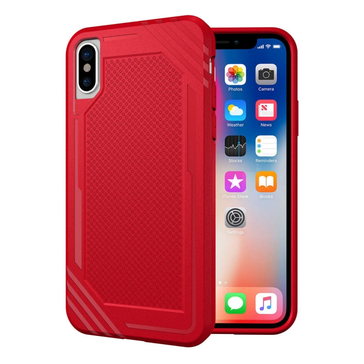 For iPhone X / XS Lattice Texture TPU Shockproof Protective Back Cover Case