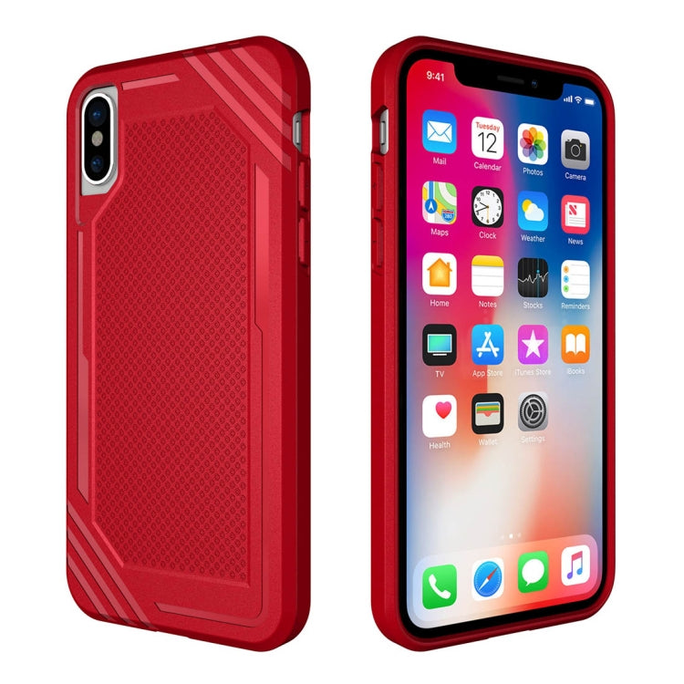 For iPhone X / XS Lattice Texture TPU Shockproof Protective Back Cover Case