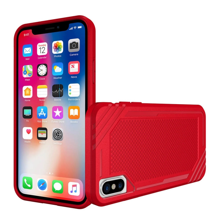 For iPhone X / XS Lattice Texture TPU Shockproof Protective Back Cover Case