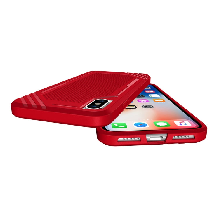 For iPhone X / XS Lattice Texture TPU Shockproof Protective Back Cover Case