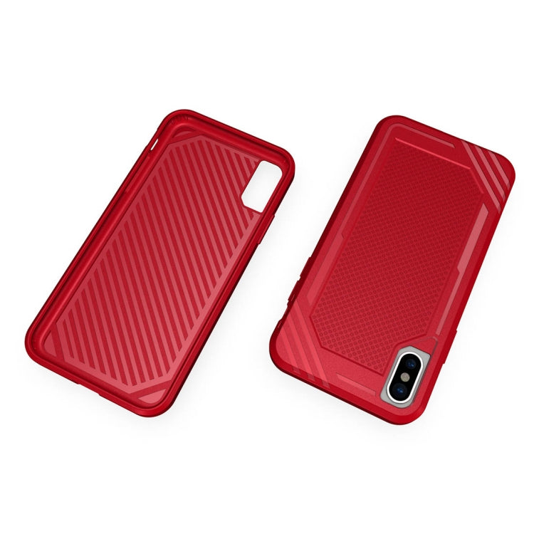 For iPhone X / XS Lattice Texture TPU Shockproof Protective Back Cover Case