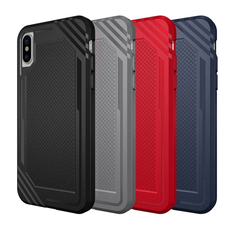 For iPhone X / XS Lattice Texture TPU Shockproof Protective Back Cover Case