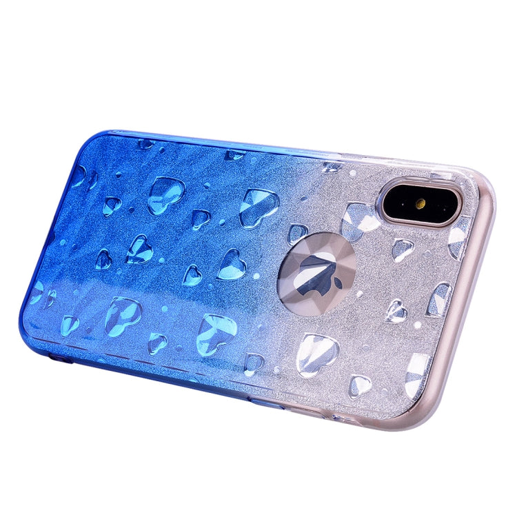 For iPhone X / XS Heart Pattern Diamond Texture TPU Protector Back Cover Case