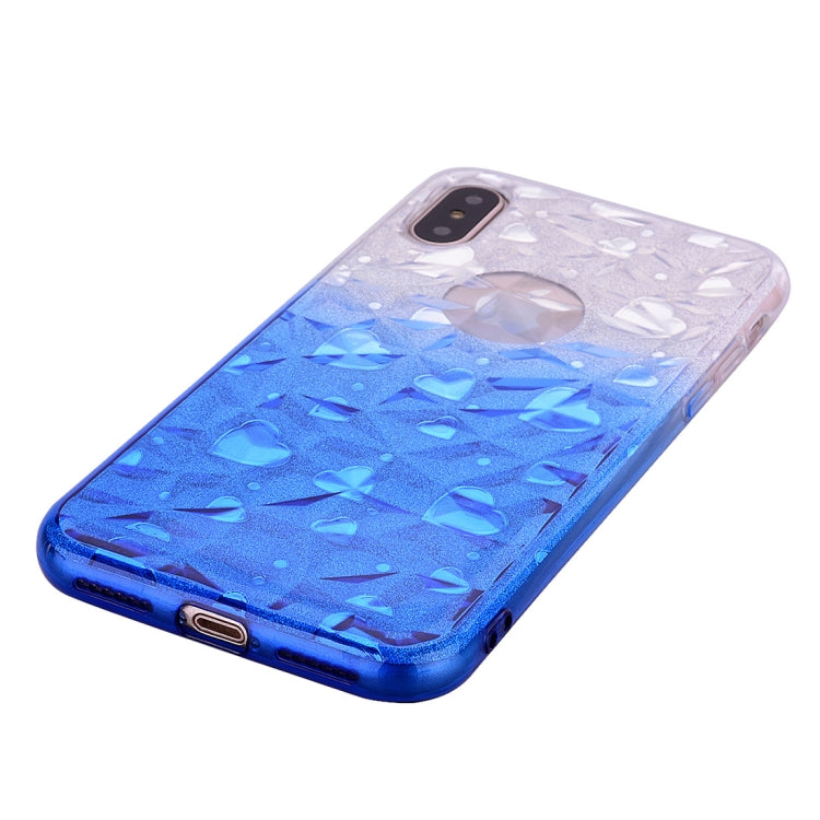 For iPhone X / XS Heart Pattern Diamond Texture TPU Protector Back Cover Case